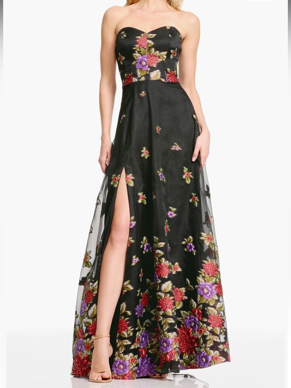 Dress the population Imogen floral strapless gown